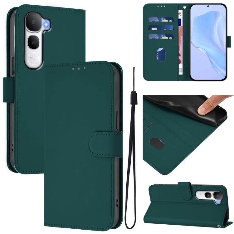 Skin Feel Solid Color Leather Phone Case with Lanyard, For vivo V60 Lite 5G Global, For vivo Y400 5G Global