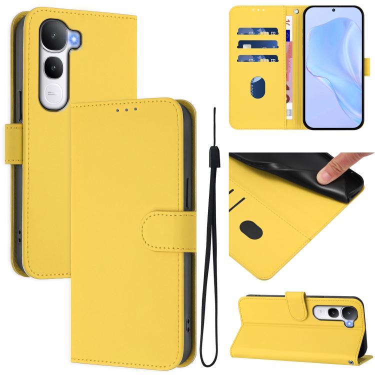 Skin Feel Solid Color Leather Phone Case with Lanyard, For vivo V60 Lite 5G Global, For vivo Y400 5G Global