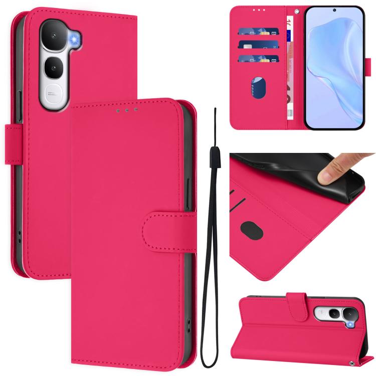 Skin Feel Solid Color Leather Phone Case with Lanyard, For vivo V60 Lite 5G Global, For vivo Y400 5G Global