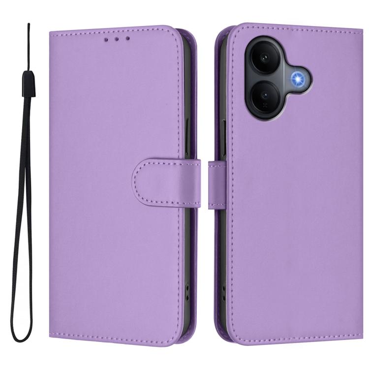 Skin Feel Solid Color Leather Phone Case with Lanyard, For vivo V60 Lite 5G Global, For vivo Y400 5G Global