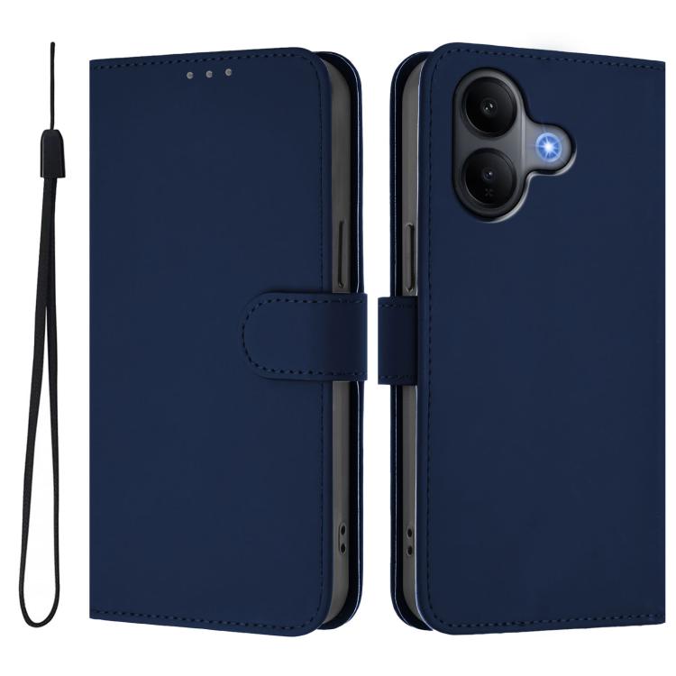 Skin Feel Solid Color Leather Phone Case with Lanyard, For vivo V60 Lite 5G Global, For vivo Y400 5G Global