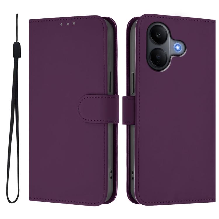 Skin Feel Solid Color Leather Phone Case with Lanyard, For vivo V60 Lite 5G Global, For vivo Y400 5G Global