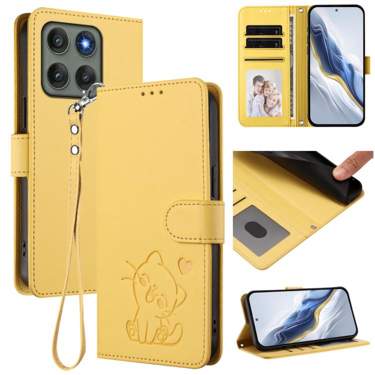Embossed Heart Cat Leather Phone Case with Hand Strap, For Motorola Edge 60 Pro, For Motorola Edge 60 Fusion, For Motorola Moto G Stylus 5G 2025, For Motorola Moto G15 / G15 Power