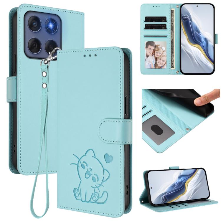 Embossed Heart Cat Leather Phone Case with Hand Strap, For Motorola Edge 60 Pro, For Motorola Edge 60 Fusion, For Motorola Moto G Stylus 5G 2025, For Motorola Moto G15 / G15 Power