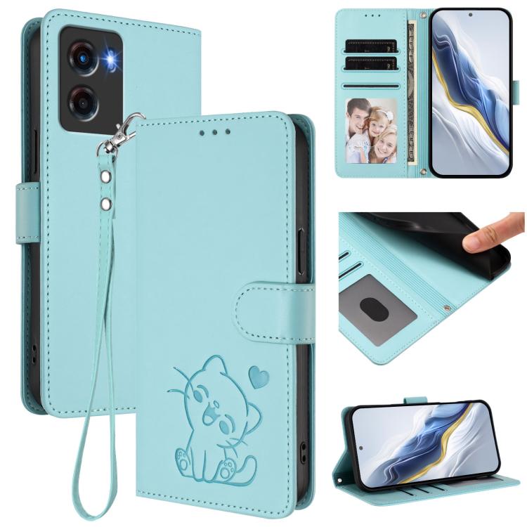 Embossed Heart Cat Leather Phone Case with Hand Strap, For Motorola Moto G05 / E15, For Motorola Moto G 5G 2025, For Motorola Moto G Play 2025, For Motorola Moto Thinkphone 25