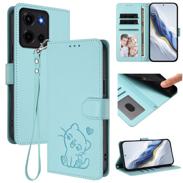 Embossed Heart Cat Leather Phone Case with Hand Strap, For Motorola Moto G05 / E15, For Motorola Moto G 5G 2025, For Motorola Moto G Play 2025, For Motorola Moto Thinkphone 25
