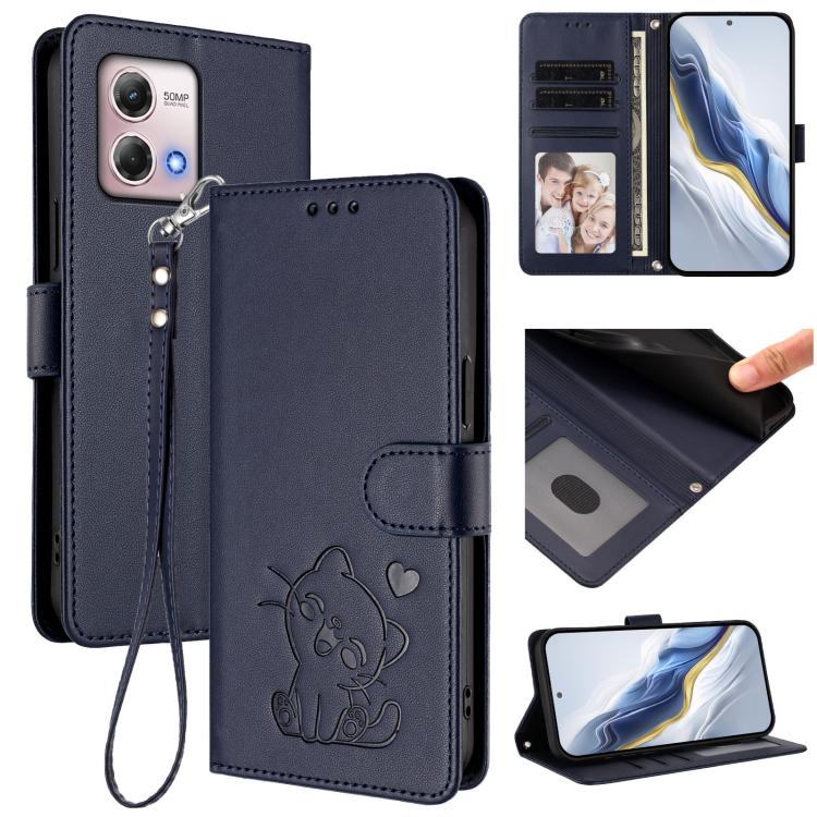 Embossed Heart Cat Leather Phone Case with Hand Strap, For Motorola Edge 40 Neo 5G, For Motorola Moto G Stylus 2023 4G, For Motorola Moto G Power 2023, For Motorola Moto G Stylus 5G 2023