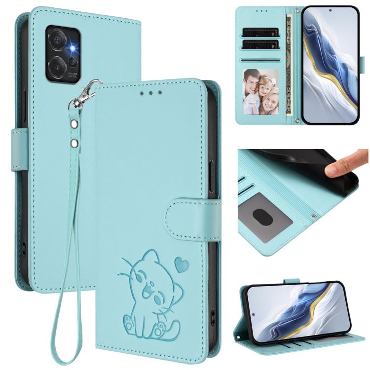 Embossed Heart Cat Leather Phone Case with Hand Strap, For Motorola Edge 40 Neo 5G, For Motorola Moto G Stylus 2023 4G, For Motorola Moto G Power 2023, For Motorola Moto G Stylus 5G 2023