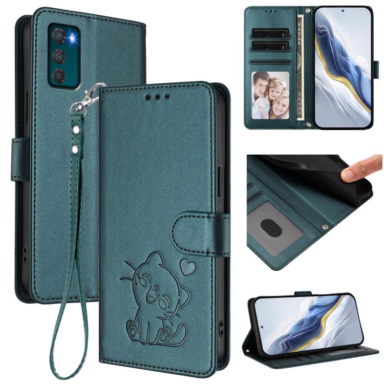 Embossed Heart Cat Leather Phone Case with Hand Strap, For Motorola Moto G62 5G, For Motorola Moto X30 Pro 5G, For Motorola Moto G42 4G, For Motorola Moto G52 4G / G82 5G