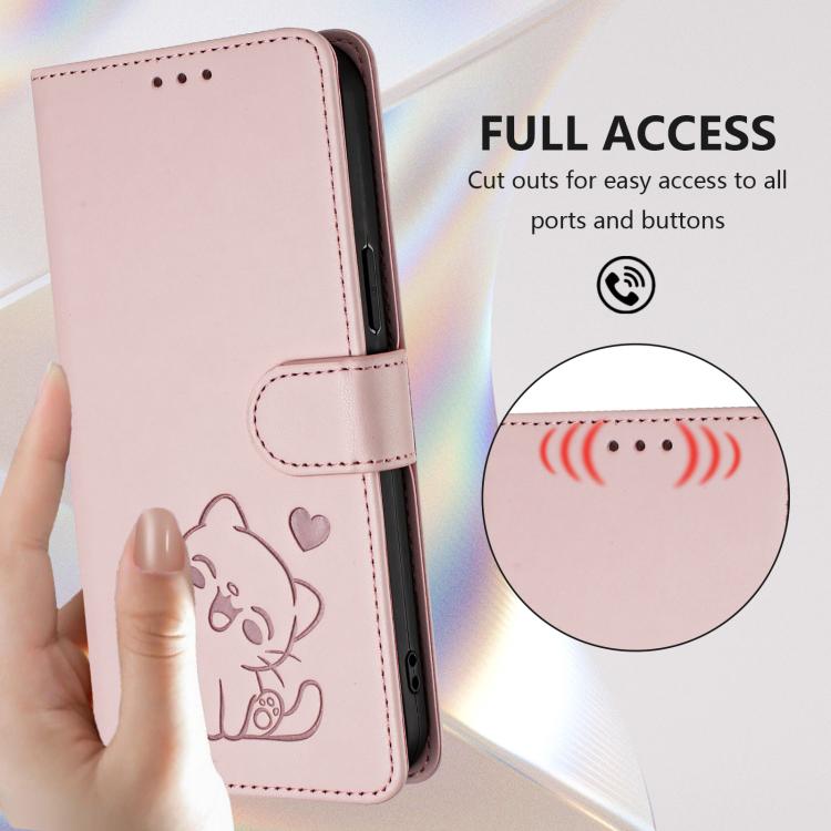 Embossed Heart Cat Leather Phone Case with Hand Strap, For Motorola Moto G Max / G87 / G77 / G67, For Motorola Moto G47 5G / G37 / G37 Power 5G, For Motorola Edge 70 Pro 5G, For Motorola Moto X70 Air Pro / Signature 5G