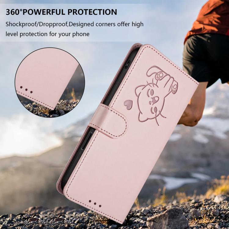 Embossed Heart Cat Leather Phone Case with Hand Strap, For Motorola Moto G Max / G87 / G77 / G67, For Motorola Moto G47 5G / G37 / G37 Power 5G, For Motorola Edge 70 Pro 5G, For Motorola Moto X70 Air Pro / Signature 5G