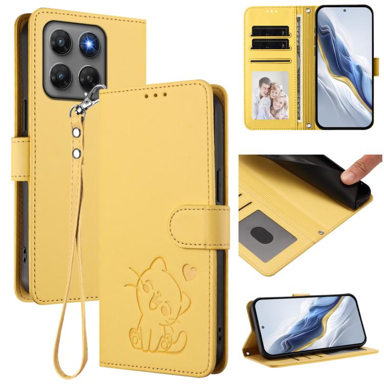 Embossed Heart Cat Leather Phone Case with Hand Strap, For Motorola Moto G Max / G87 / G77 / G67, For Motorola Moto G47 5G / G37 / G37 Power 5G, For Motorola Edge 70 Pro 5G, For Motorola Moto X70 Air Pro / Signature 5G