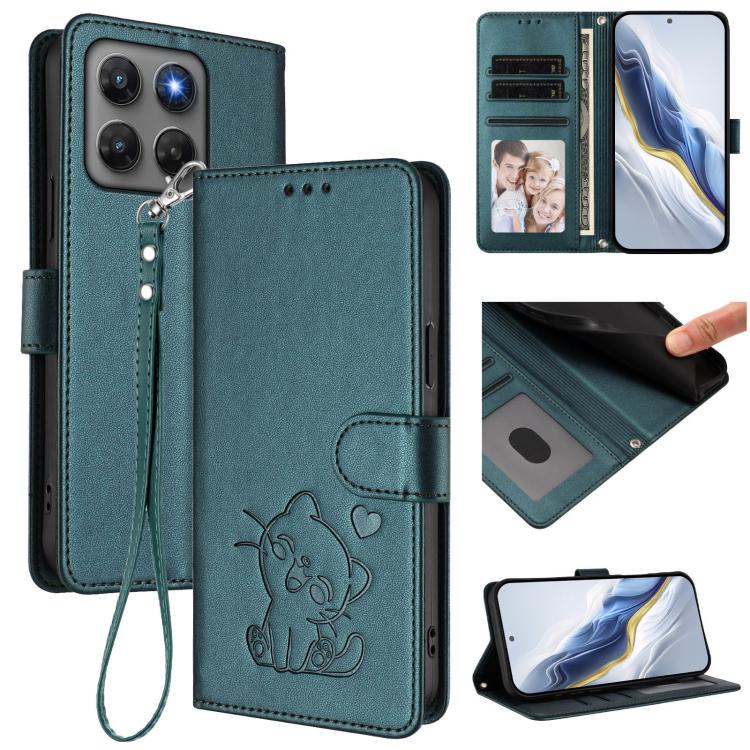 Embossed Heart Cat Leather Phone Case with Hand Strap, For Motorola Moto G Max / G87 / G77 / G67, For Motorola Moto G47 5G / G37 / G37 Power 5G, For Motorola Edge 70 Pro 5G, For Motorola Moto X70 Air Pro / Signature 5G