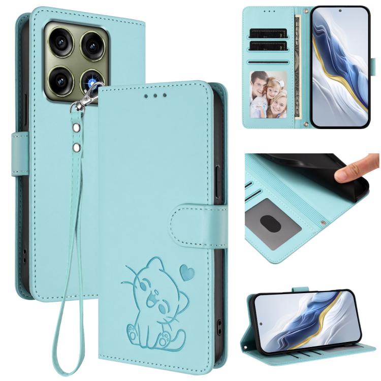 Embossed Heart Cat Leather Phone Case with Hand Strap, For Motorola Moto G47 5G / G37 / G37 Power 5G, For Motorola Moto G87 / G67 / G77 5G, For Motorola Edge 70 Pro 5G, For Motorola Moto X70 Air Pro / Signature 5G