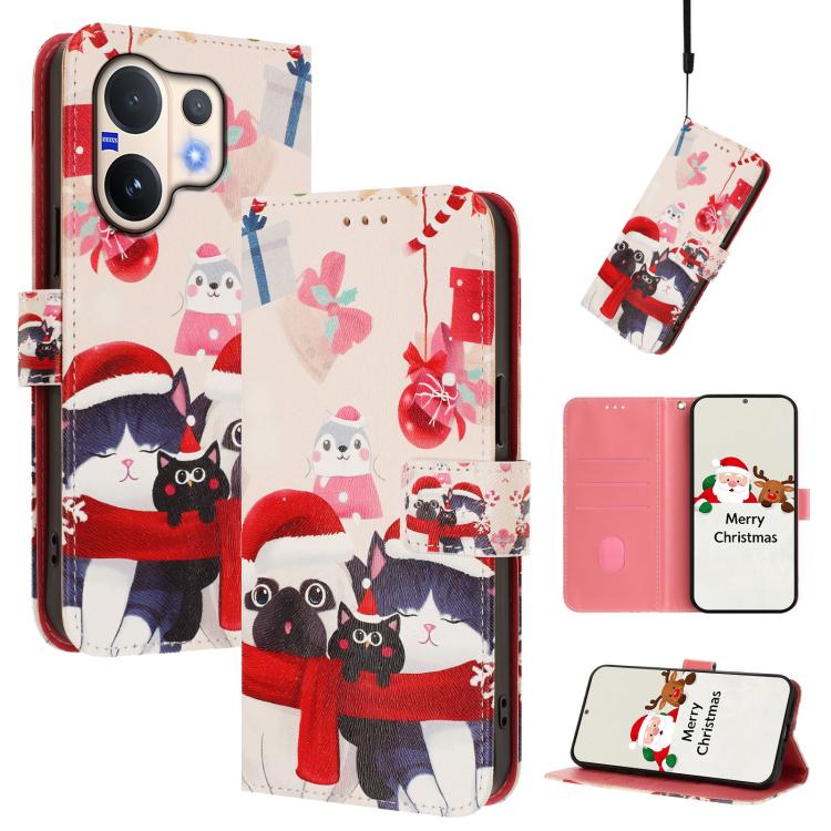 Christmas Series Buckle Leather Phone Case with Hand Strap, For vivo X300 Pro 5G, For vivo X300 5G, For vivo Y31 5G Global, For vivo V60 Lite 5G Global, For vivo Y400 5G, For vivo V60 5G