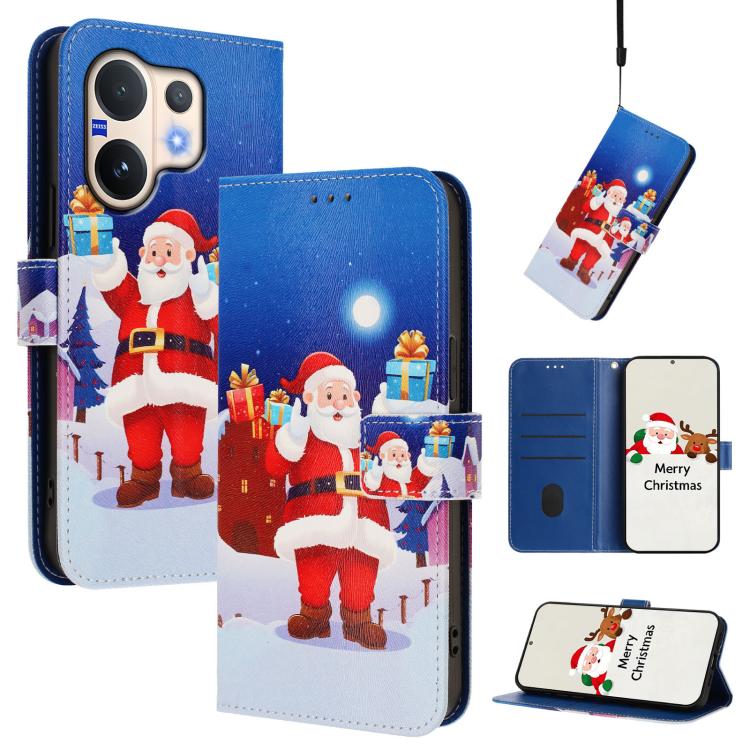 Christmas Series Buckle Leather Phone Case with Hand Strap, For vivo X300 Pro 5G, For vivo X300 5G, For vivo Y31 5G Global, For vivo V60 Lite 5G Global, For vivo Y400 5G, For vivo V60 5G