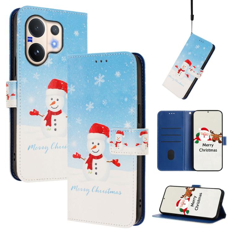 Christmas Series Buckle Leather Phone Case with Hand Strap, For vivo X300 Pro 5G, For vivo X300 5G, For vivo Y31 5G Global, For vivo V60 Lite 5G Global, For vivo Y400 5G, For vivo V60 5G