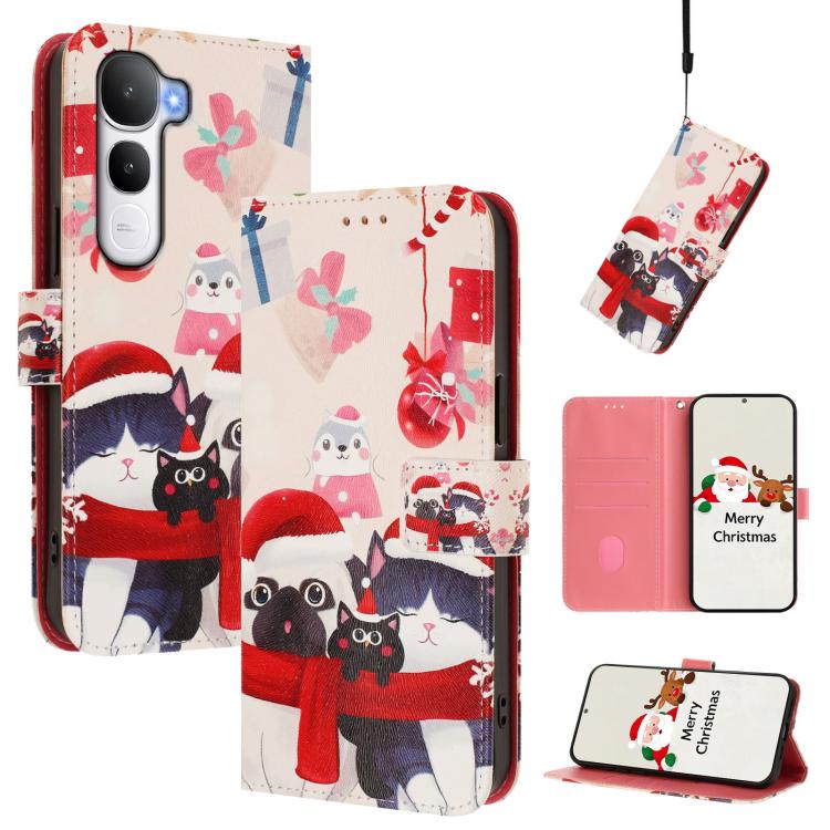 Christmas Series Buckle Leather Phone Case with Hand Strap, For vivo X300 Pro 5G, For vivo X300 5G, For vivo Y31 5G Global, For vivo V60 Lite 5G Global, For vivo Y400 5G, For vivo V60 5G