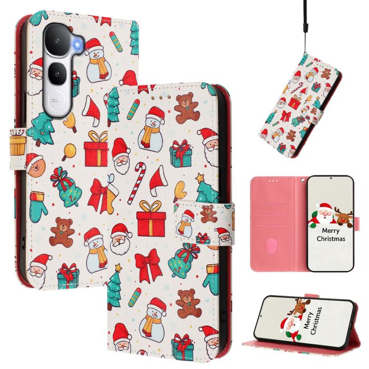 Christmas Series Buckle Leather Phone Case with Hand Strap, For vivo X300 Pro 5G, For vivo X300 5G, For vivo Y31 5G Global, For vivo V60 Lite 5G Global, For vivo Y400 5G, For vivo V60 5G