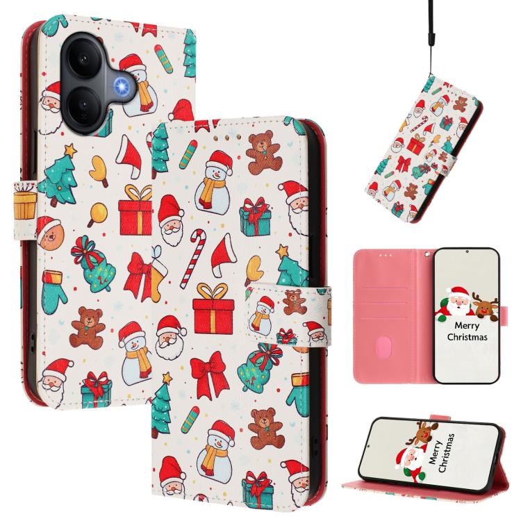 Christmas Series Buckle Leather Phone Case with Hand Strap, For vivo X300 Pro 5G, For vivo X300 5G, For vivo Y31 5G Global, For vivo V60 Lite 5G Global, For vivo Y400 5G, For vivo V60 5G