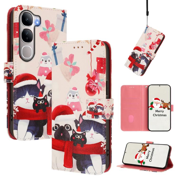 Christmas Series Buckle Leather Phone Case with Hand Strap, For vivo X300 Pro 5G, For vivo X300 5G, For vivo Y31 5G Global, For vivo V60 Lite 5G Global, For vivo Y400 5G, For vivo V60 5G