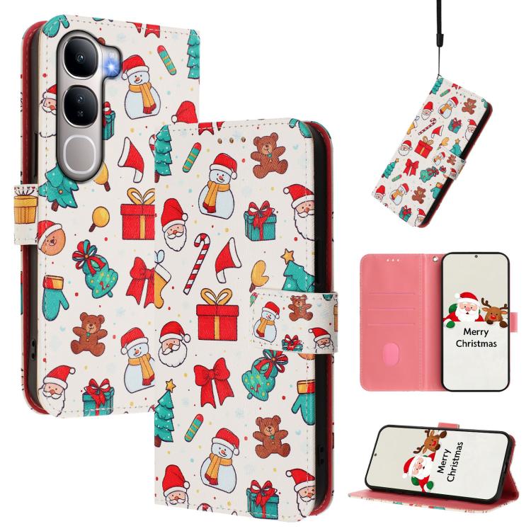 Christmas Series Buckle Leather Phone Case with Hand Strap, For vivo X300 Pro 5G, For vivo X300 5G, For vivo Y31 5G Global, For vivo V60 Lite 5G Global, For vivo Y400 5G, For vivo V60 5G
