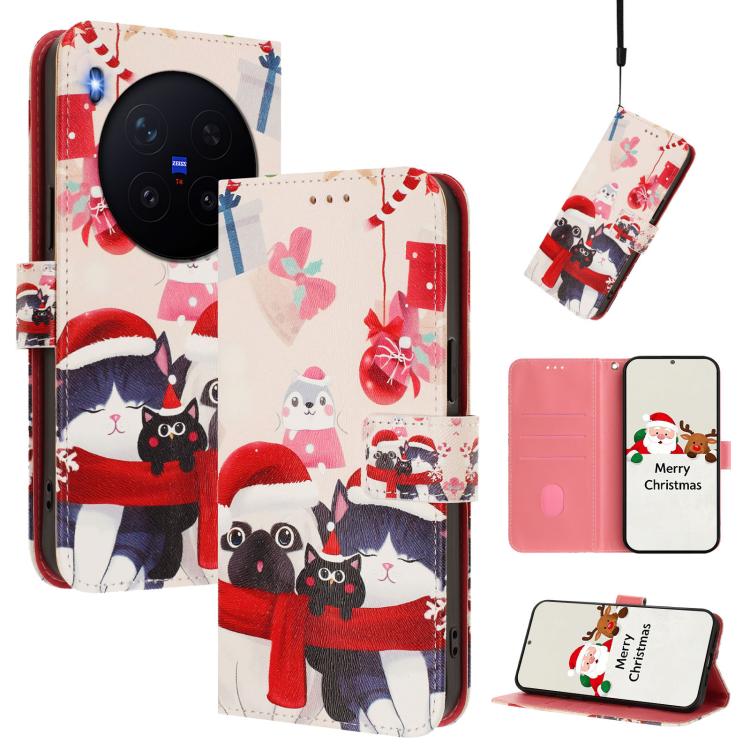 Christmas Series Buckle Leather Phone Case with Hand Strap, For vivo X300 Pro 5G, For vivo X300 5G, For vivo Y31 5G Global, For vivo V60 Lite 5G Global, For vivo Y400 5G, For vivo V60 5G
