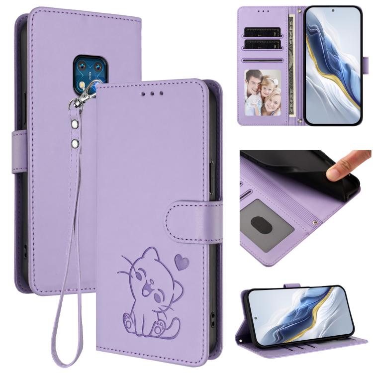 Embossed Heart Cat Leather Phone Case with Hand Strap, For Nokia G400, For Nokia G21 4G / G11 4G, For Nokia C30, For Nokia XR20