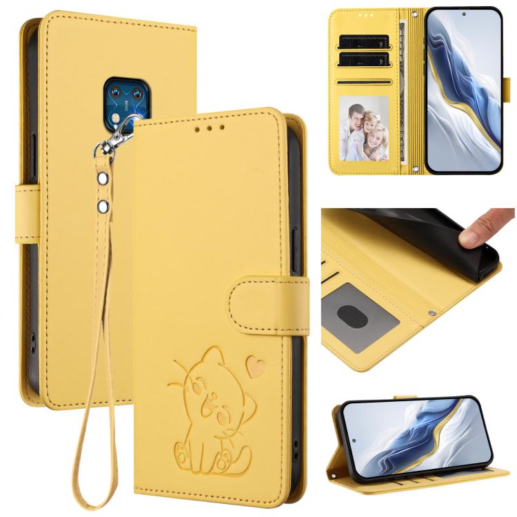 Embossed Heart Cat Leather Phone Case with Hand Strap, For Nokia G400, For Nokia G21 4G / G11 4G, For Nokia C30, For Nokia XR20