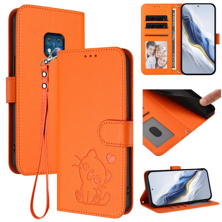 Embossed Heart Cat Leather Phone Case with Hand Strap, For Nokia G400, For Nokia G21 4G / G11 4G, For Nokia C30, For Nokia XR20