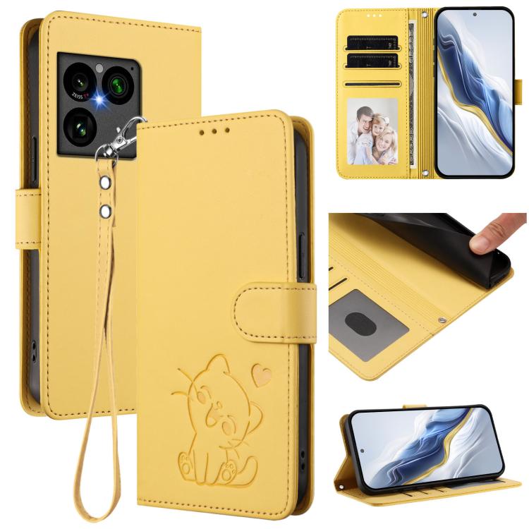 Embossed Heart Cat Leather Phone Case with Hand Strap, For Sony Xperia 1 VIII, For Sony Xperia 10 VII, For Sony Xperia 1 VII, For Sony Xperia 10 VI