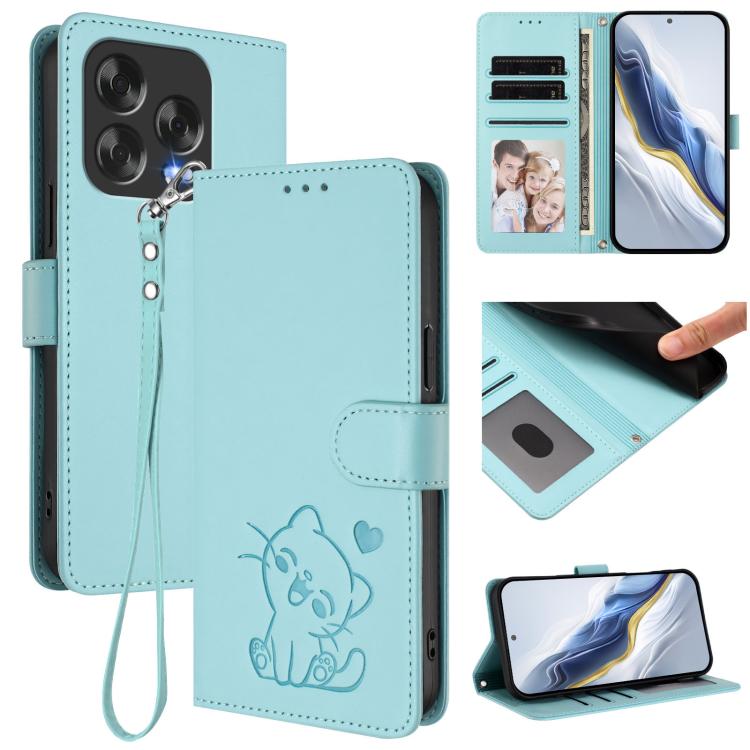 Embossed Heart Cat Leather Phone Case with Hand Strap, For ZTE nubia Neo 3 GT 5G, For ZTE nubia Music 2, For ZTE nubia S 5G A403ZT, For ZTE Blade V70 Vita / nubia V70 Design