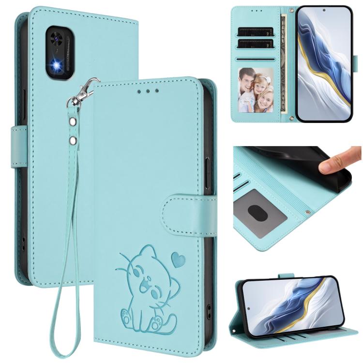 Embossed Heart Cat Leather Phone Case with Hand Strap, For Itel A80 4G, For Itel A50C, For Itel A50, For Itel A23 Pro / A17 / Pop 5C