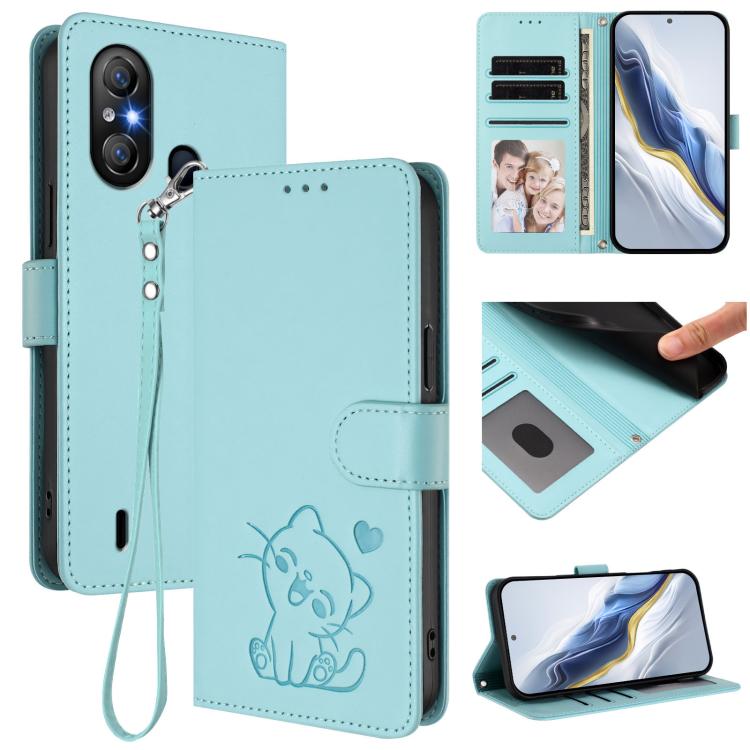 Embossed Heart Cat Leather Phone Case with Hand Strap, For Itel City 100, For Itel A58 Lite / A49 Play, For Itel S25 Ultra 4G, For Itel S25 4G