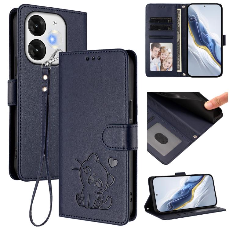 Embossed Heart Cat Leather Phone Case with Hand Strap, For Itel A80 4G, For Itel A50C, For Itel A50, For Itel A23 Pro / A17 / Pop 5C