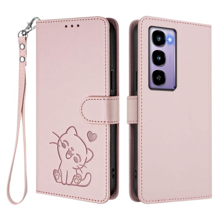 Embossed Heart Cat Leather Phone Case with Hand Strap, For Itel City 100, For Itel A58 Lite / A49 Play, For Itel S25 Ultra 4G, For Itel S25 4G