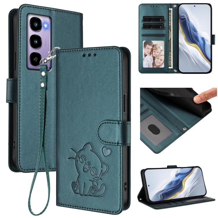 Embossed Heart Cat Leather Phone Case with Hand Strap, For Itel City 100, For Itel A58 Lite / A49 Play, For Itel S25 Ultra 4G, For Itel S25 4G