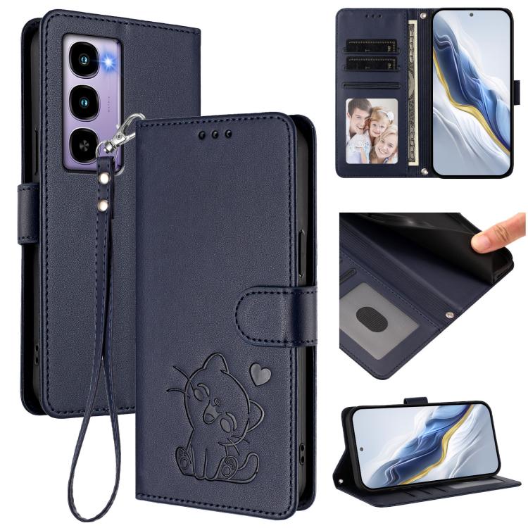 Embossed Heart Cat Leather Phone Case with Hand Strap, For Itel City 100, For Itel A58 Lite / A49 Play, For Itel S25 Ultra 4G, For Itel S25 4G