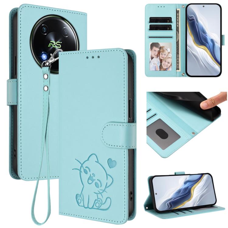 Embossed Heart Cat Leather Phone Case with Hand Strap, For Itel P55 5G, For Itel RS4 / S666LN, For Itel S24, For Itel P55+