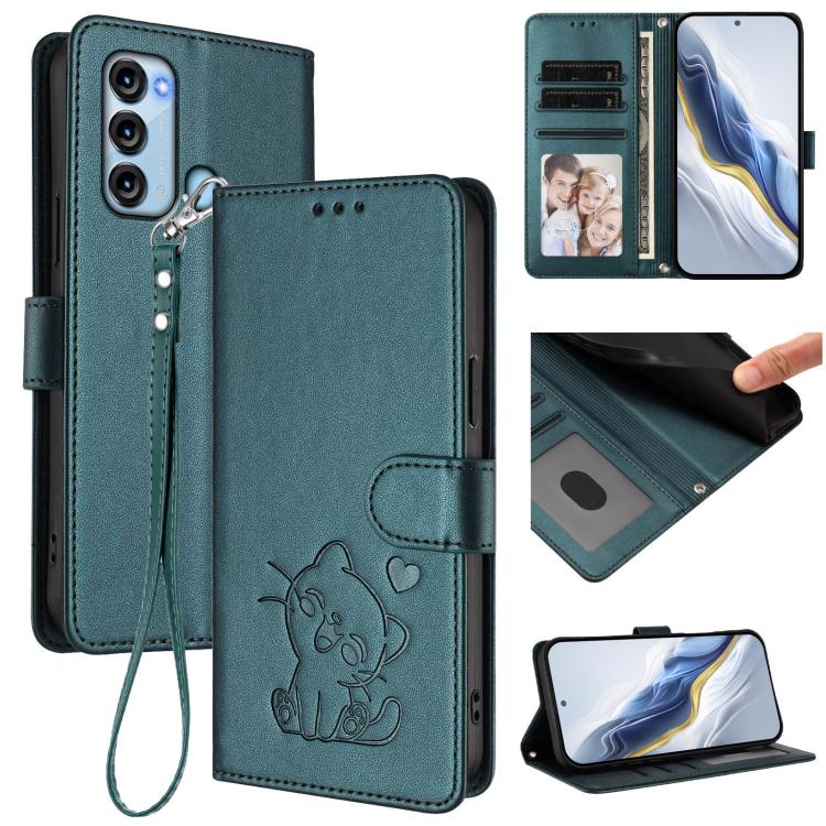 Embossed Heart Cat Leather Phone Case with Hand Strap, For Itel S17 / S661W / Vision 3, For Itel A48