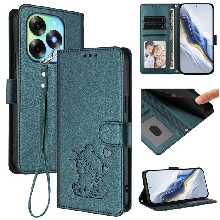Embossed Heart Cat Leather Phone Case with Hand Strap, For Itel S23+, For Itel S23 / S665L, For Itel P40, For Itel P38 / S17 / Vision 3
