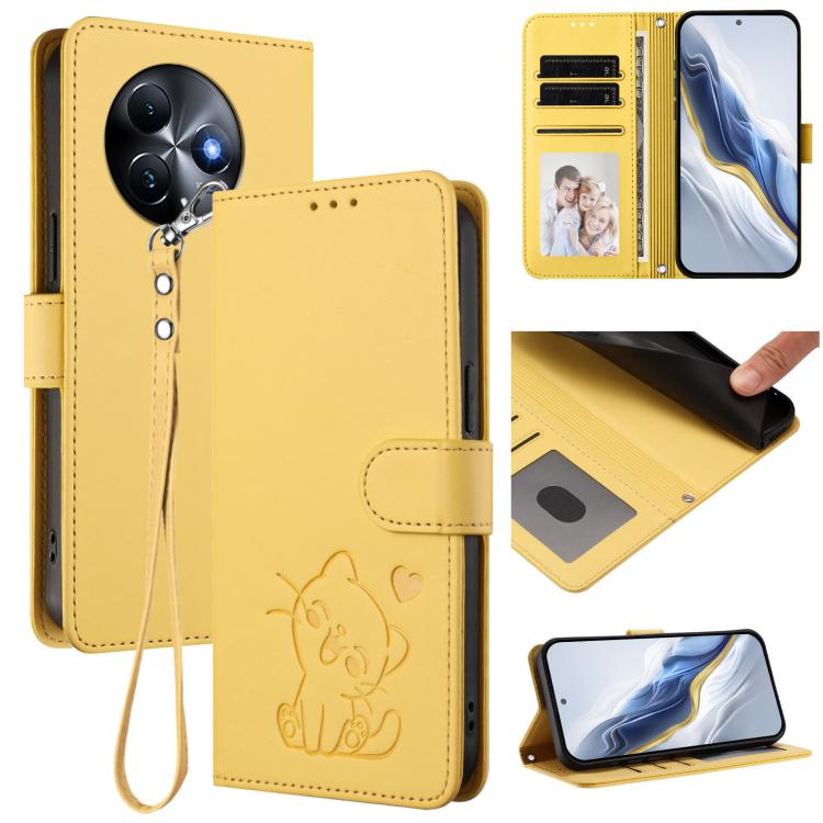 Embossed Heart Cat Leather Phone Case with Hand Strap, For Itel P55 5G, For Itel RS4 / S666LN, For Itel S24, For Itel P55+