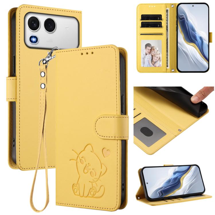 Embossed Heart Cat Leather Phone Case with Hand Strap, For Itel A200 4G / A200+ 4G, For Itel A95 5G, For Itel S18 / Vision 5, For Itel A90 4G