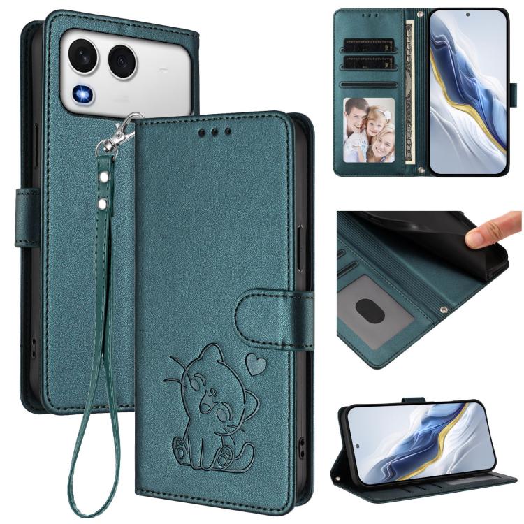 Embossed Heart Cat Leather Phone Case with Hand Strap, For Itel A200 4G / A200+ 4G, For Itel A95 5G, For Itel S18 / Vision 5, For Itel A90 4G