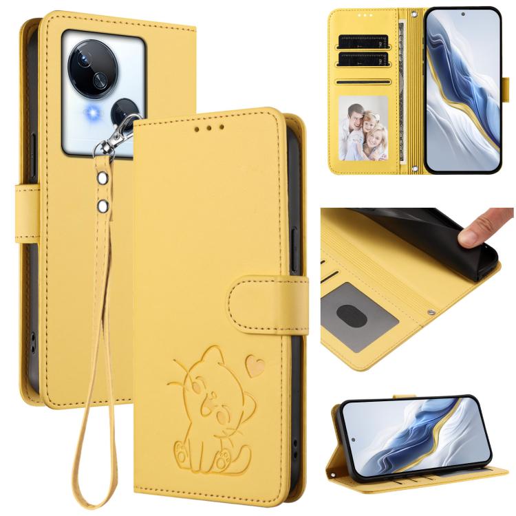 Embossed Heart Cat Leather Phone Case with Hand Strap, For Tecno Camon 20 Pro 5G, For Tecno Camon 20 4G / 20 Pro 4G, For Tecno Spark 10 5G, For Tecno Spark 10C / 10 4G