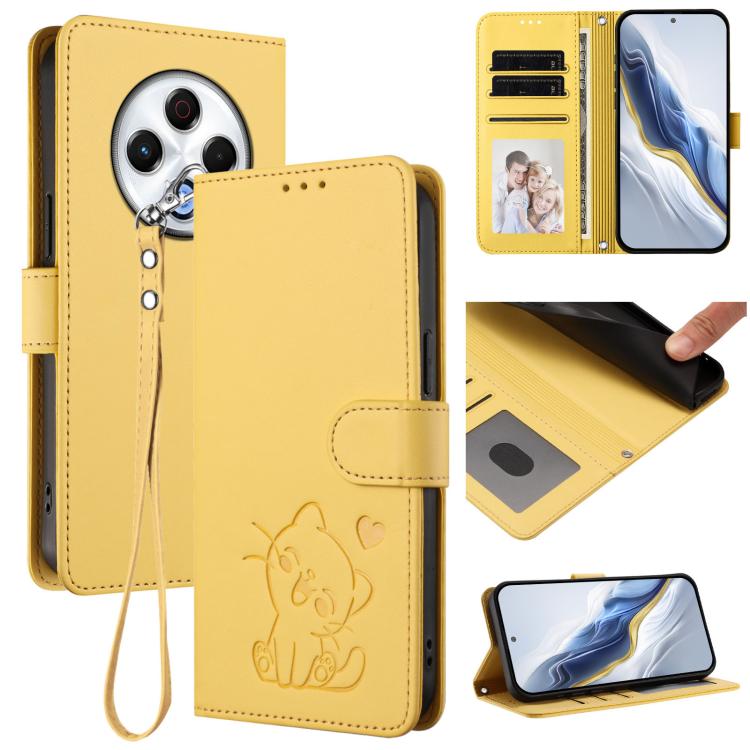 Embossed Heart Cat Leather Phone Case with Hand Strap, For Tecno Spark 30 4G, For Tecno Spark Go 5G 2025 / Hot 60i 5G, For Tecno Spark 30C 4G, For Tecno Spark 20 Pro 5G