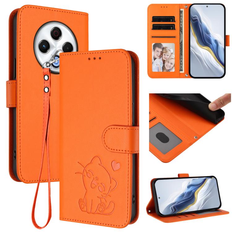 Embossed Heart Cat Leather Phone Case with Hand Strap, For Tecno Spark 30 4G, For Tecno Spark Go 5G 2025 / Hot 60i 5G, For Tecno Spark 30C 4G, For Tecno Spark 20 Pro 5G
