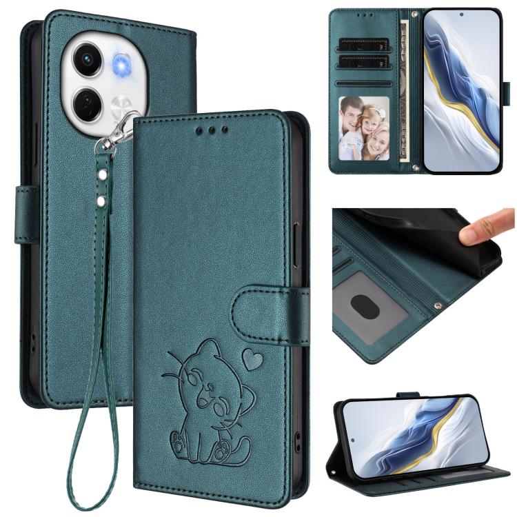 Embossed Heart Cat Leather Phone Case with Hand Strap, For Tecno Camon 30S / 30S Pro, For Tecno Pova 6 Neo 5G / Spark 30 5G, For Tecno Spark 30 5G / Pova 6 Neo 5G, For Tecno Spark 30 Pro 4G