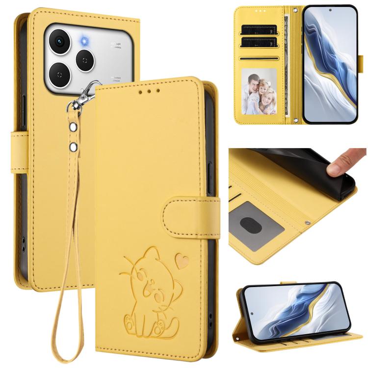 Embossed Heart Cat Leather Phone Case with Hand Strap, For Tecno Spark 40 4G, For Tecno Pova 7 Ultra 5G, For Tecno Pova 7 4G / 7 Neo, For Tecno Spark Go 1 / Pop 9