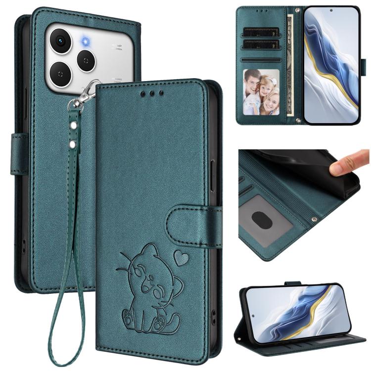 Embossed Heart Cat Leather Phone Case with Hand Strap, For Tecno Spark 40 4G, For Tecno Pova 7 Ultra 5G, For Tecno Pova 7 4G / 7 Neo, For Tecno Spark Go 1 / Pop 9
